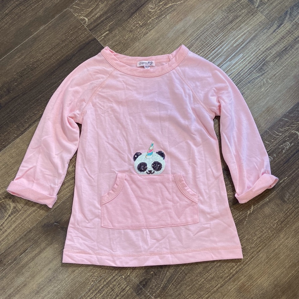 Chenault Girl 3/4 Pocket T with Sequined Pandacorn